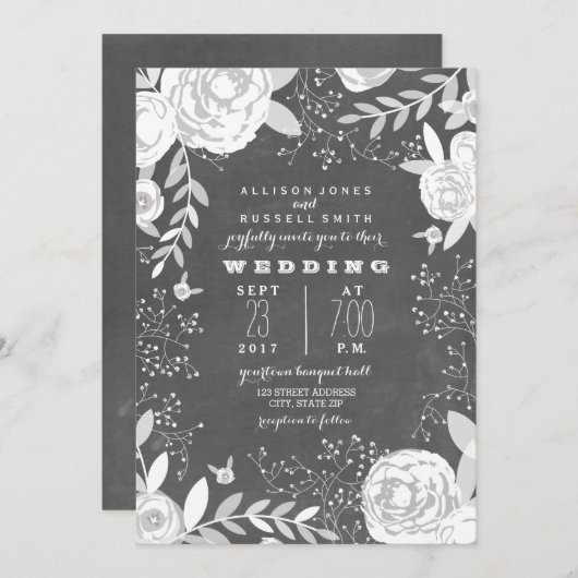 Vintage Chalkboard Inspirierte Gartenhochzeit Einladung (Vorne/Hinten)