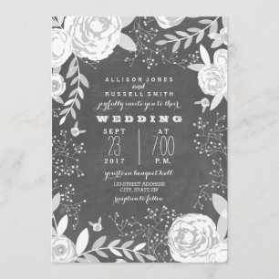 Vintage Chalkboard Inspirierte Gartenhochzeit Einladung