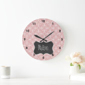 Vintage Chalkboard look on Mauve Circles Große Wanduhr (Zuhause)