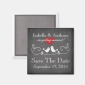 Vintage Chalkboard Love Birds speichern das Date M Magnet (Vorderseite/Rückseite)