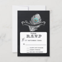 Vintage Chalkboard Pfau Hochzeit rsvp 3,5 x 5