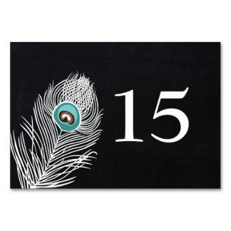 Vintage Chalkboard Pfauenhochzeit Tischnummern