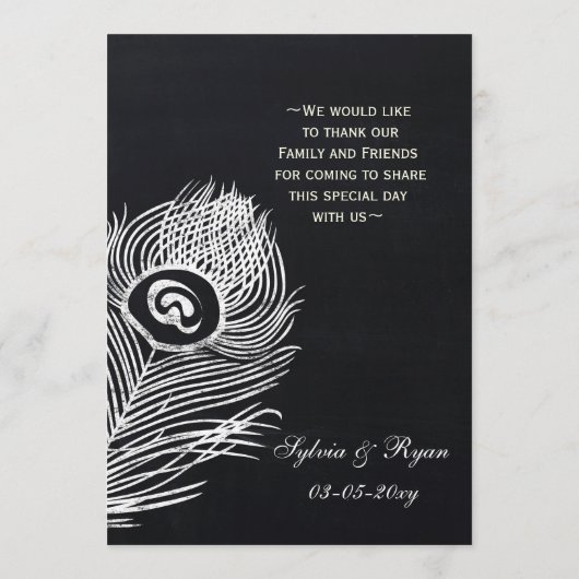 Vintage Chalkboard Pfauenhochzeitkarten Menükarte (Rückseite)