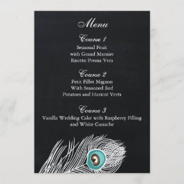 Vintage Chalkboard Pfauenhochzeitkarten Menükarte