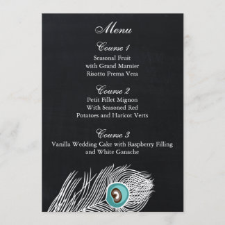 Vintage Chalkboard Pfauenhochzeitkarten Menükarte