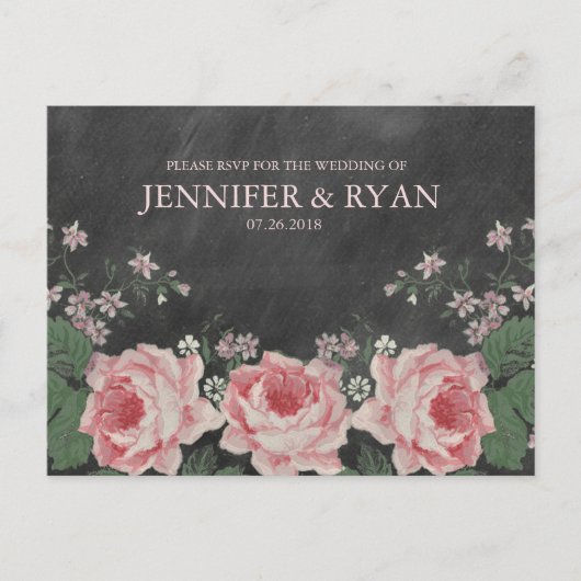 Vintage Chalkboard Rose UAWG Postkarte (Vorderseite)