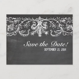 Vintage Chalkboard-Spitze Save the Date Ankündigungspostkarte