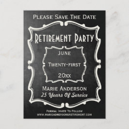 Vintage Chalkboard Style Save the Date Retirement Ankündigungspostkarte