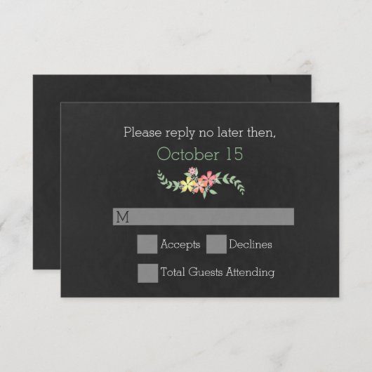 Vintage Chalkboard Wedding RSVP Card (Vorne/Hinten)