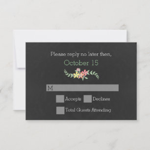 Vintage Chalkboard Wedding RSVP Card Karte