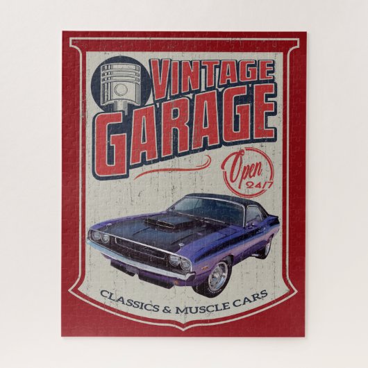 Vintage Challenger Muscle Car Garage Puzzle (Vertikal)
