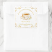 Vintage Chamomile Tea Square Label Quadratischer Aufkleber (Tasche)