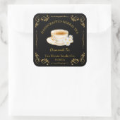 Vintage Chamomile Tea Square Label Quadratischer Aufkleber (Tasche)