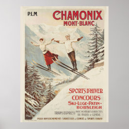 Vintage Chamonix Ski Illustration Poster