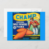 Vintage Champ-Markenbezeichnung Süßkartoffeln Postkarte (Vorne/Hinten)