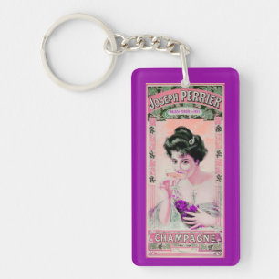 Vintage Champagner-Etikett für Frauen in Rosa und Schlüsselanhänger