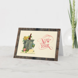 Vintage Champagner-Rose glücklich Neues Jahr Feiertagskarte