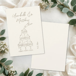 Vintage Champagner-Turm-Skizze Elegante Hochzeit Einladung