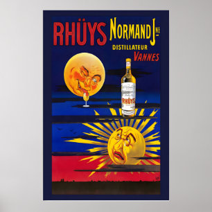 Vintage Champagner-Weinflasche Trinken Küchenkunst Poster