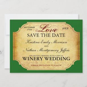 Vintage-Champagner-Weingut Save-The-Date-Karten Save The Date