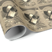 Vintage Champagnerflasche für Weinliebhaber Geschenkpapier (Rolleneckpunkt)