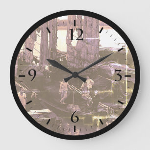 Vintage Changsha xiang jiang Boot Leinwanddruck Große Wanduhr