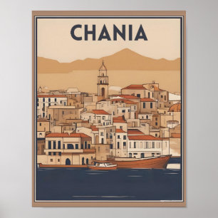 Vintage Chania City Souvenirs Kreta Griechenland R Poster