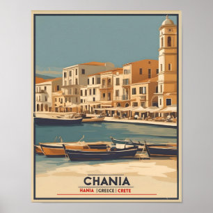 Vintage Chania City Souvenirs Kreta Griechenland R Poster
