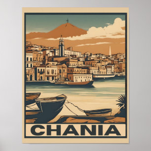 Vintage Chania City Souvenirs Kreta Griechenland R Poster