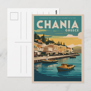 vintage Chania Griechenland Strände Geschenke Souv Postkarte