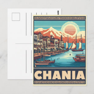 Vintage Chania Stadt Kreta Griechenland Urlaub Postkarte