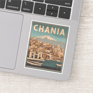 Vintage Chania Stadt Souvenirs Kreta Griechenland  Aufkleber