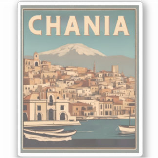 Vintage Chania Stadt Souvenirs Kreta Griechenland Aufkleber