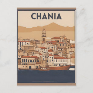 Vintage Chania Stadt Souvenirs Kreta Griechenland  Postkarte