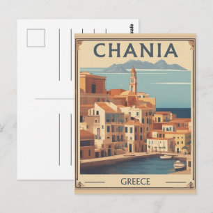 Vintage Chania Stadt Souvenirs Kreta Griechenland  Postkarte