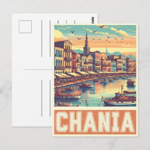 Vintage Chania Stadt Souvenirs Kreta Griechenland  Postkarte
