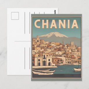 Vintage Chania Stadt Souvenirs Kreta Griechenland Postkarte
