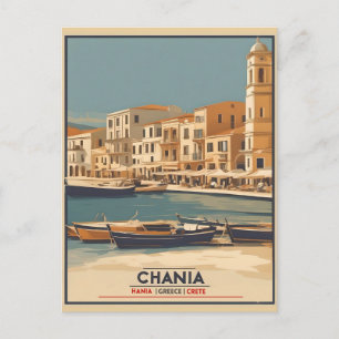 Vintage Chania Stadt Souvenirs Kreta Griechenland  Postkarte
