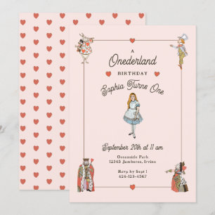 Vintage Charaktere Alice im Onederland Geburtstag Einladung