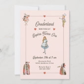 Vintage Charaktere Alice in Onederland Geburtstag Einladung (Vorderseite)