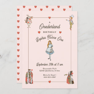 Vintage Charaktere Alice in Onederland Geburtstag Einladung