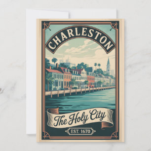 Vintage Charleston South Carolina Die Heilige Stad Feiertagskarte