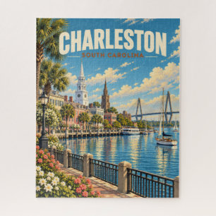 Vintage Charleston Waterfront South Carolina Puzzle