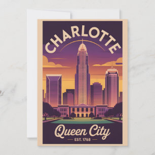 Vintage Charlotte North Carolina Queen City Retro Feiertagskarte