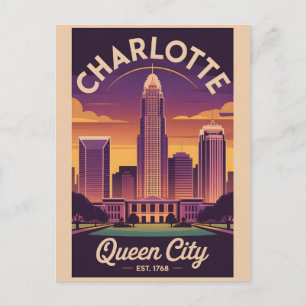 Vintage Charlotte North Carolina Queen City Retro Postkarte