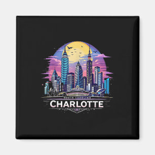 Vintage Charlotte North Carolina Sonnenuntergang S Magnet