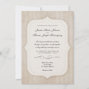 Vintage Charm Cream Monogramm Hochzeits Einladunge Einladung