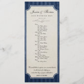 Vintage Charm Navy Blaues Hochzeitsprogramm Programm (Rückseite)