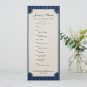 Vintage Charm Navy Blaues Hochzeitsprogramm Programm (Stehend Vorderseite)