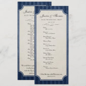 Vintage Charm Navy Blaues Hochzeitsprogramm Programm (Vorne/Hinten)